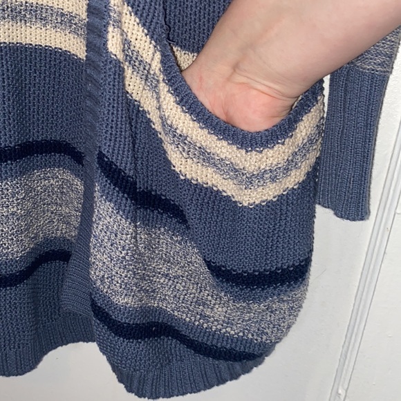St. John’s Bay striped knit duster cardigan sweater with pockets - Picture 3 of 6